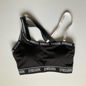 Gymshark Black and White Strappy Sports Bra & shorts set